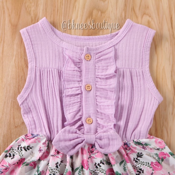Toddler Girl Boutique Floral Bow Spring Dress - Picture 6 of 6